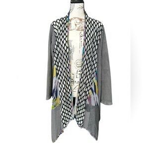 Kamana mesh fabric and mixed texture cardigan draping hem size small